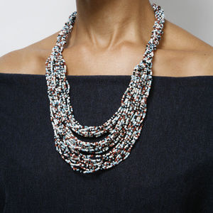 Handmade ethnic tribal multi beaded necklace